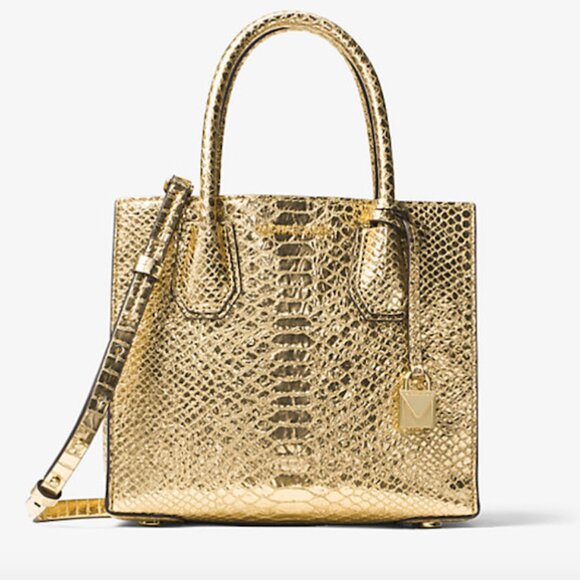 NWT Michael Michael Kors Gold Mercer Studio Leather Crossbody & Top Handle Bag - Picture 4 of 16
